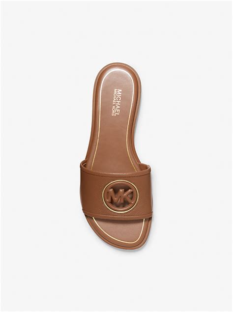 michael michael kors deanna cutout leather slide sandal|Michael Michael Kors Deanna Cutout Leather Slide Sandal.